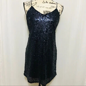 EXPRESS SHORT SEXY NAVY BLUE SEQUINS DRESS